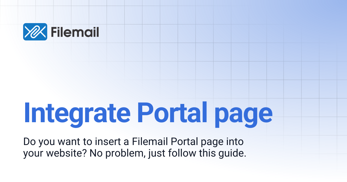 Integrate Portal page | Filemail API Docs