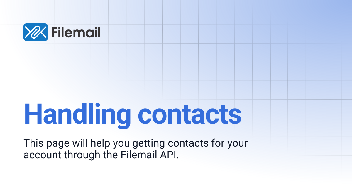 Handling contacts | Filemail API Docs